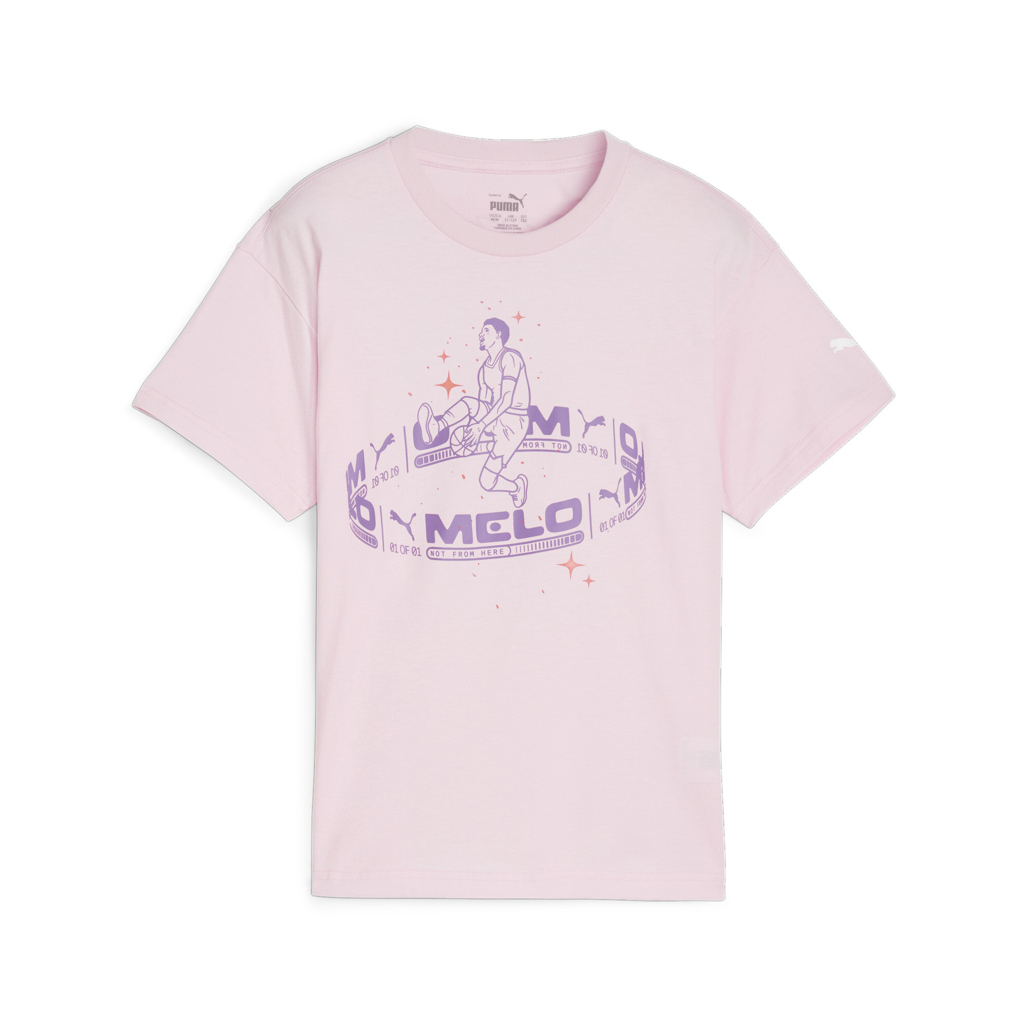 Puma MELO IRIDESCENT Boys' T-Shirt, Pink, Size 9-10Y, Age