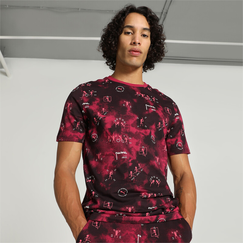 Men's PUMA Classics Printed T-shirt in Black size M