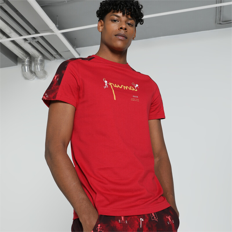 Men's PUMA Classics Graphic Slim Fit Tee in Red size S
