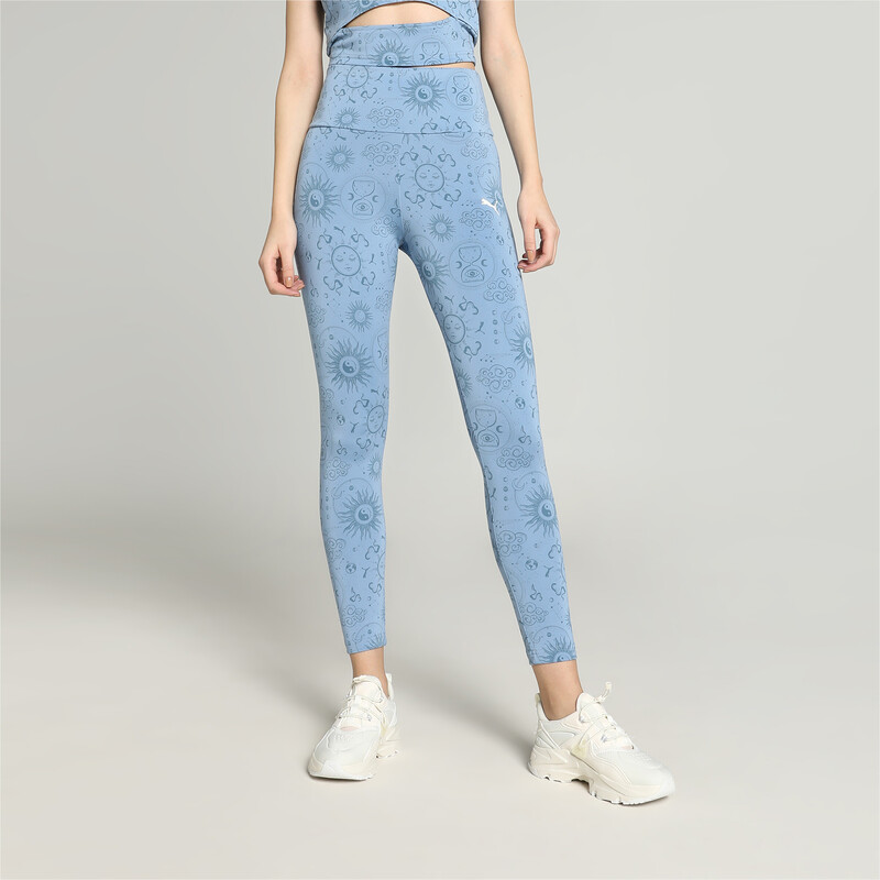 Women's PUMA Classics Printed Leggings in Black/Blue size M