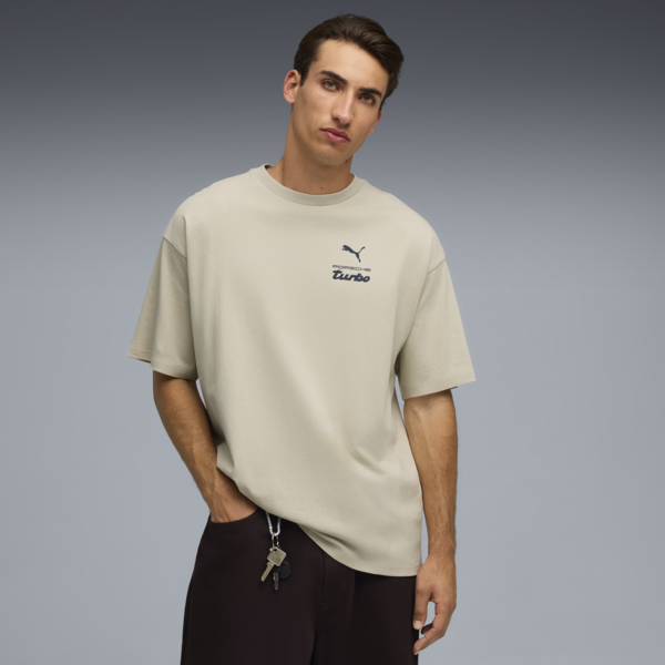 Remera con estampado Porsche Legacy Turbo para hombre, Desert Dust, large-ARG