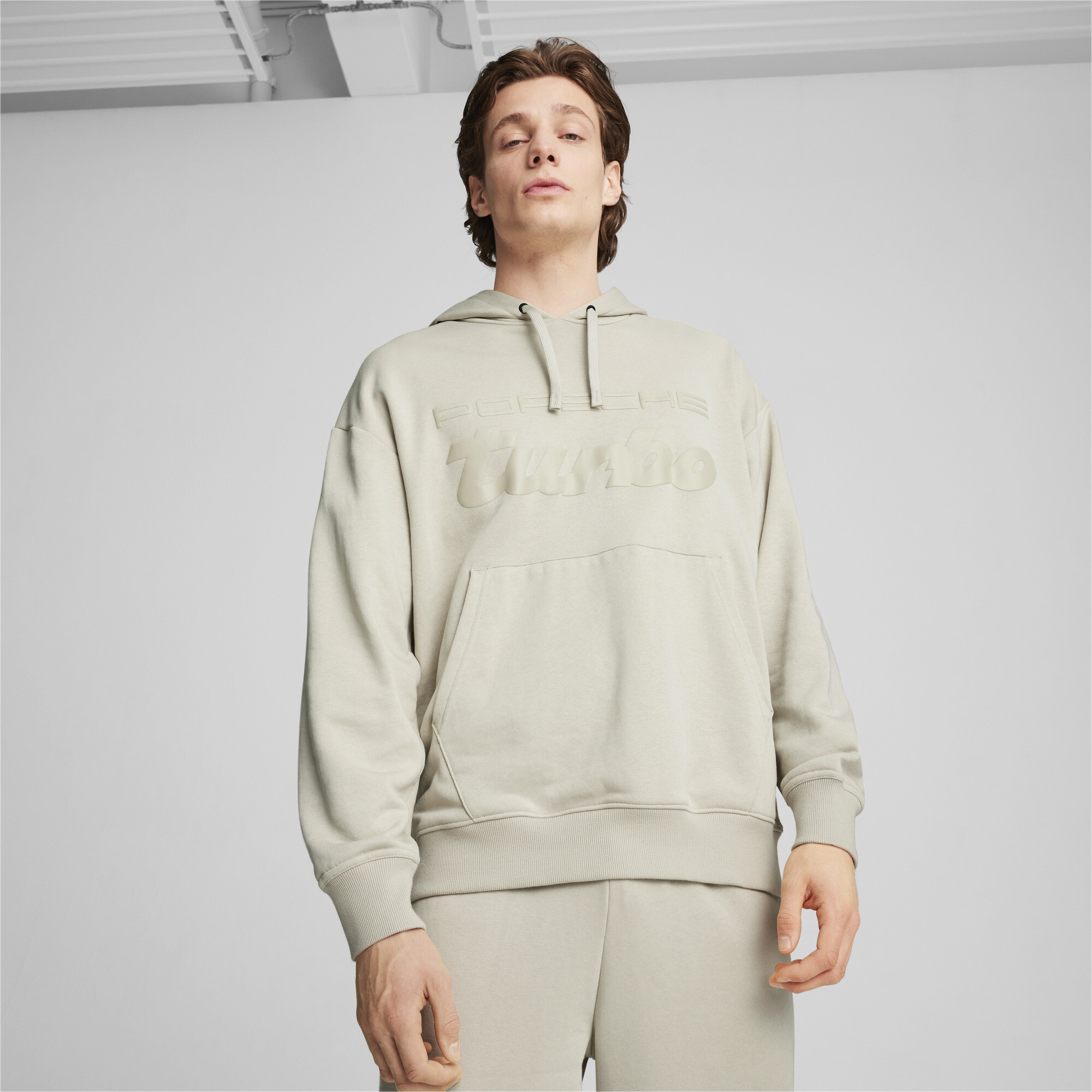 PUMA Porsche Legacy Motorsport Essentials Men's Hoodie in Beige, Size S