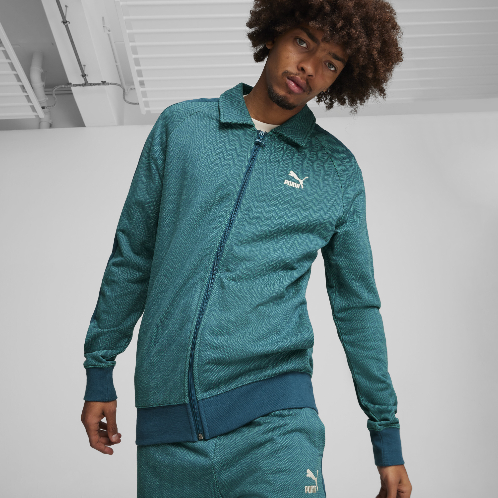 Puma T7 Herren Trainingsjacke | Mit Other Pattern | Cold Green | Größe: S