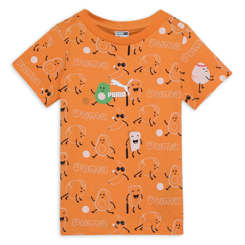 PUMA Classics Printed Youth T-shirt in Clementine size 11-12Y