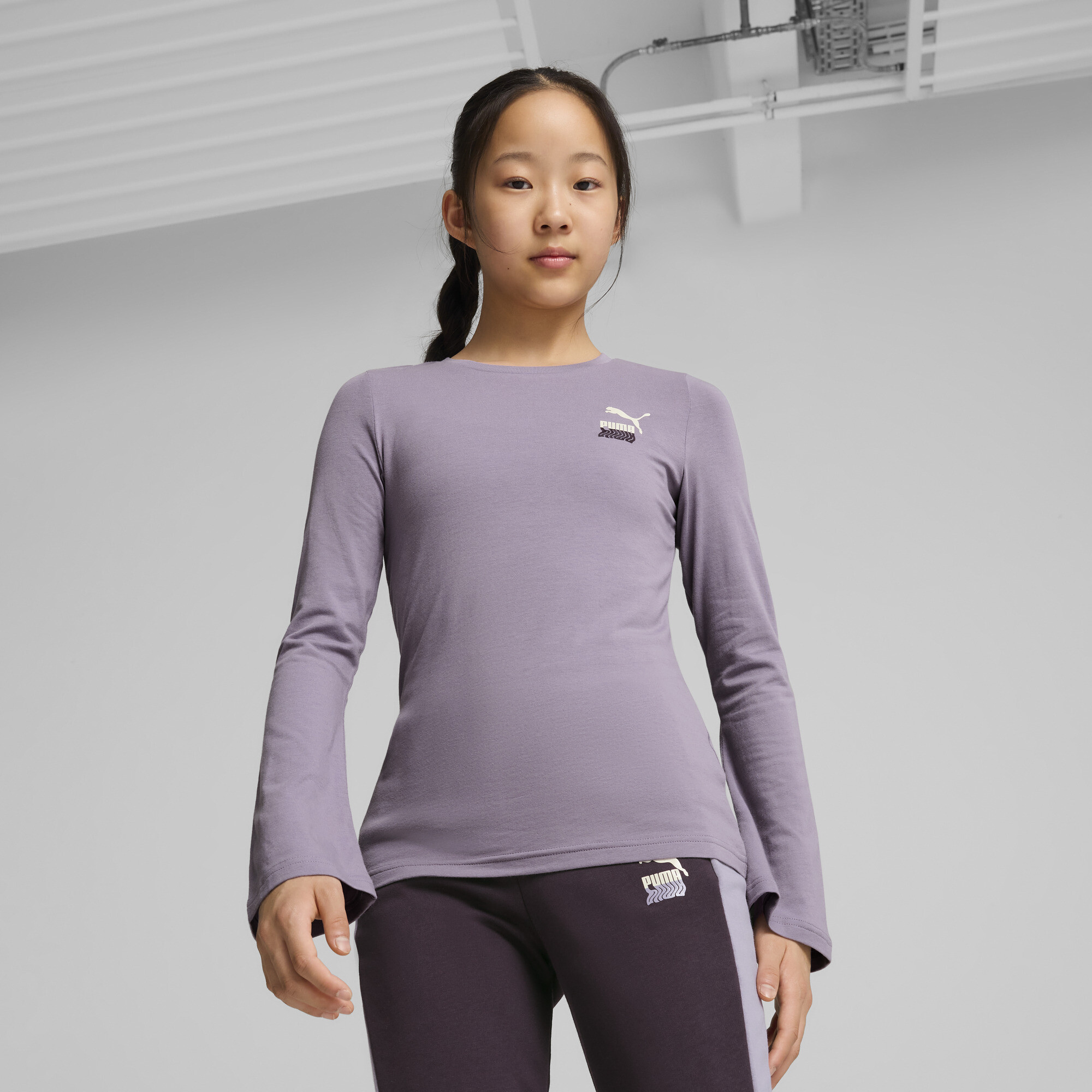 Puma Langärmeliges T-Shirt Teenager Für Damen Für Kinder | Mit Plain | Pale Plum | Größe: 11-12Y