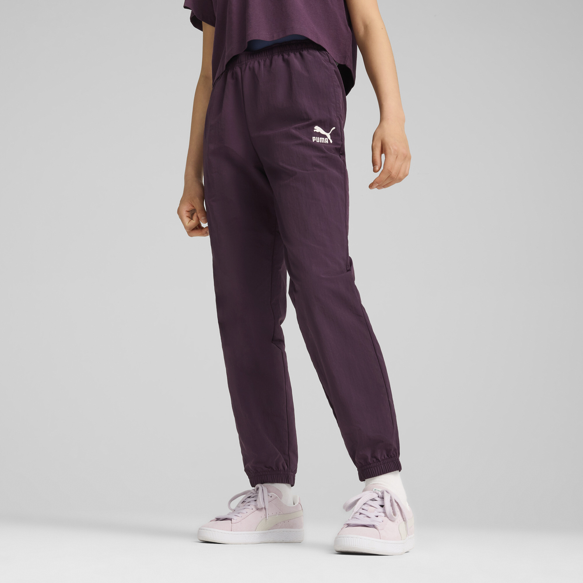 Puma CLASSICS Relaxed Hose Teenager Für Damen Für Kinder | Mit Plain | Midnight Plum | Größe: 9-10Y