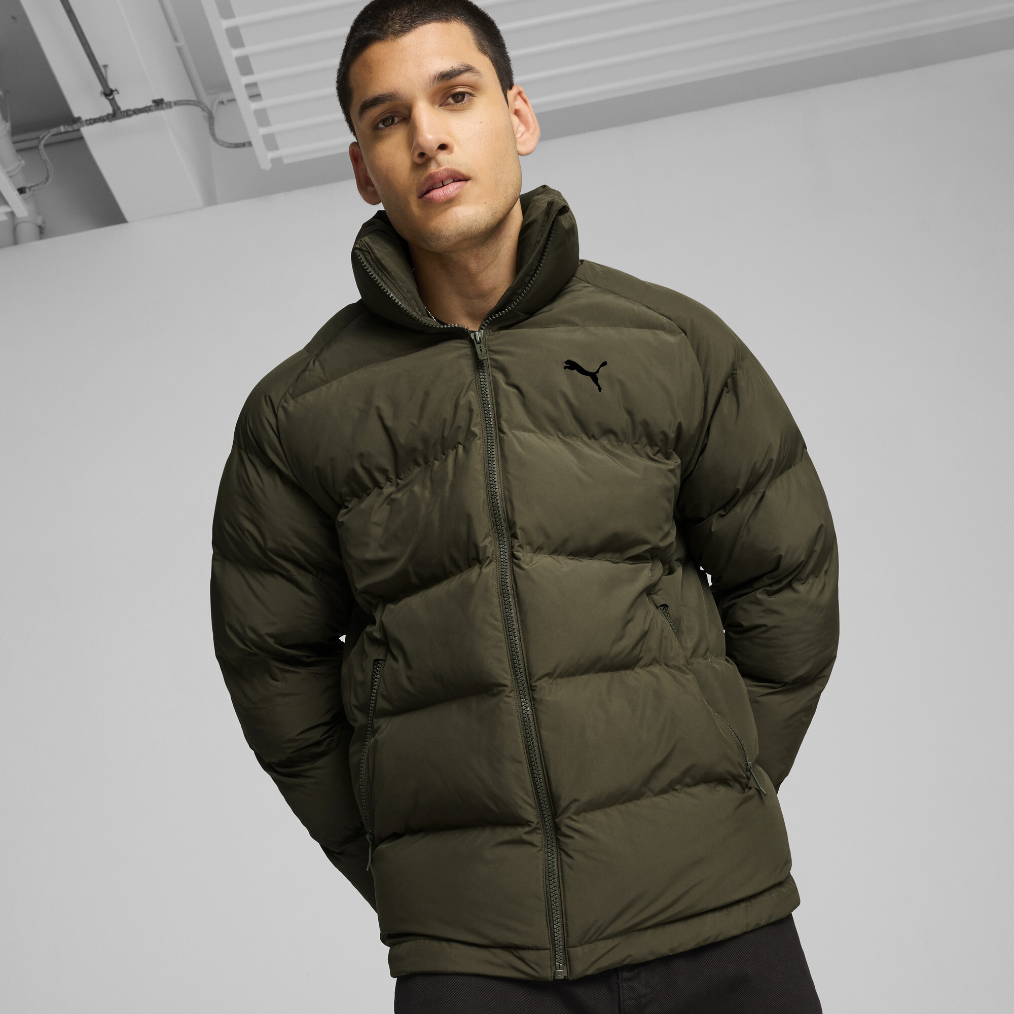 Puma Monomaterial Jacke Herren | Mit Plain | Dark Olive | Größe: XL