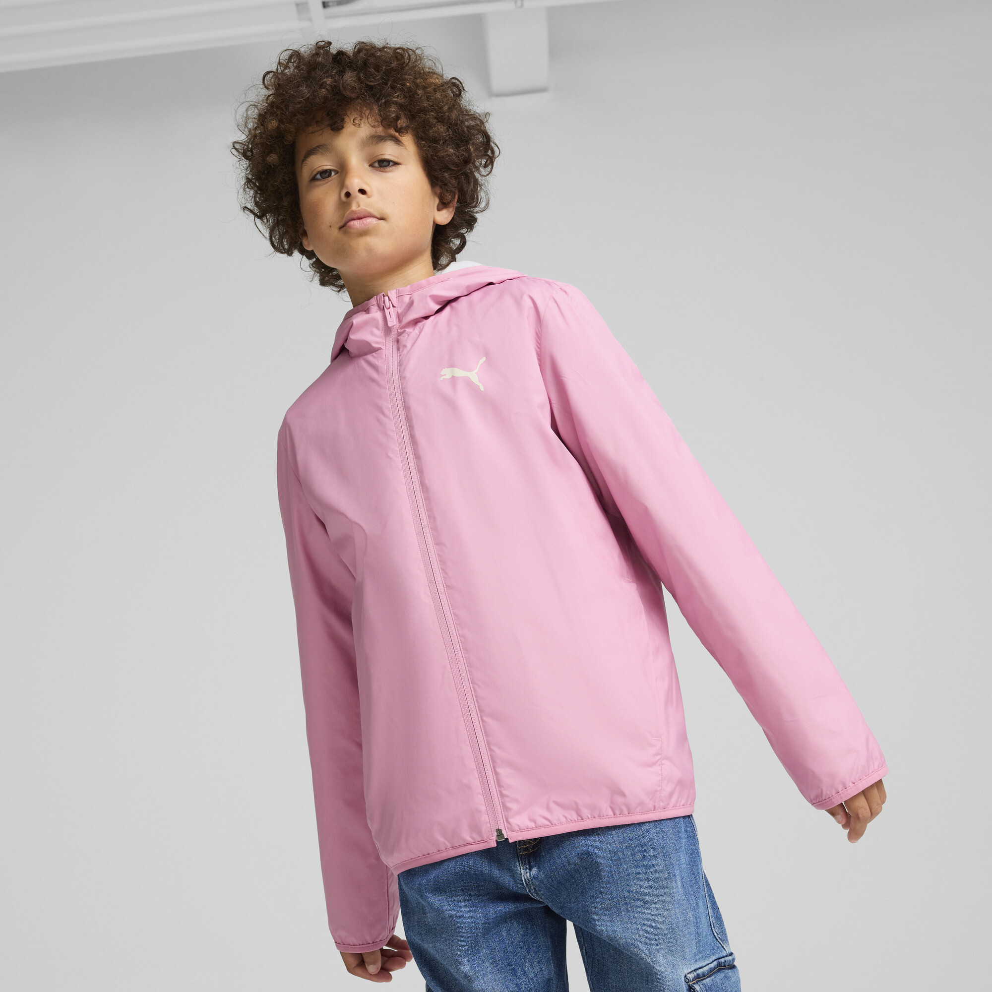 Puma Fleece Line Windbreaker Jacket Youth, Pink, Size 9-10Y, Clothing