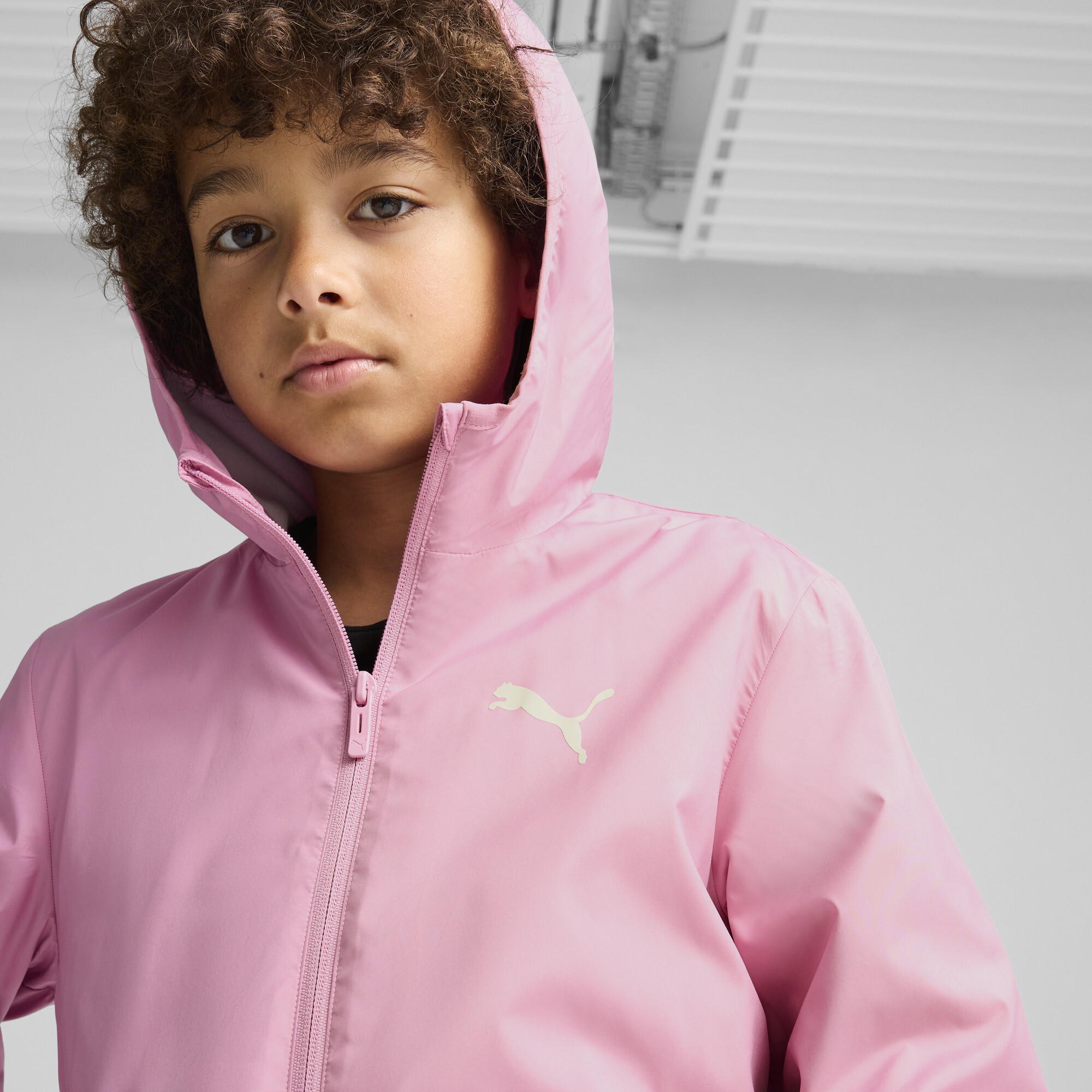 Puma Fleece Line Windbreaker Jacket Youth, Pink, Size 9-10Y, Clothing