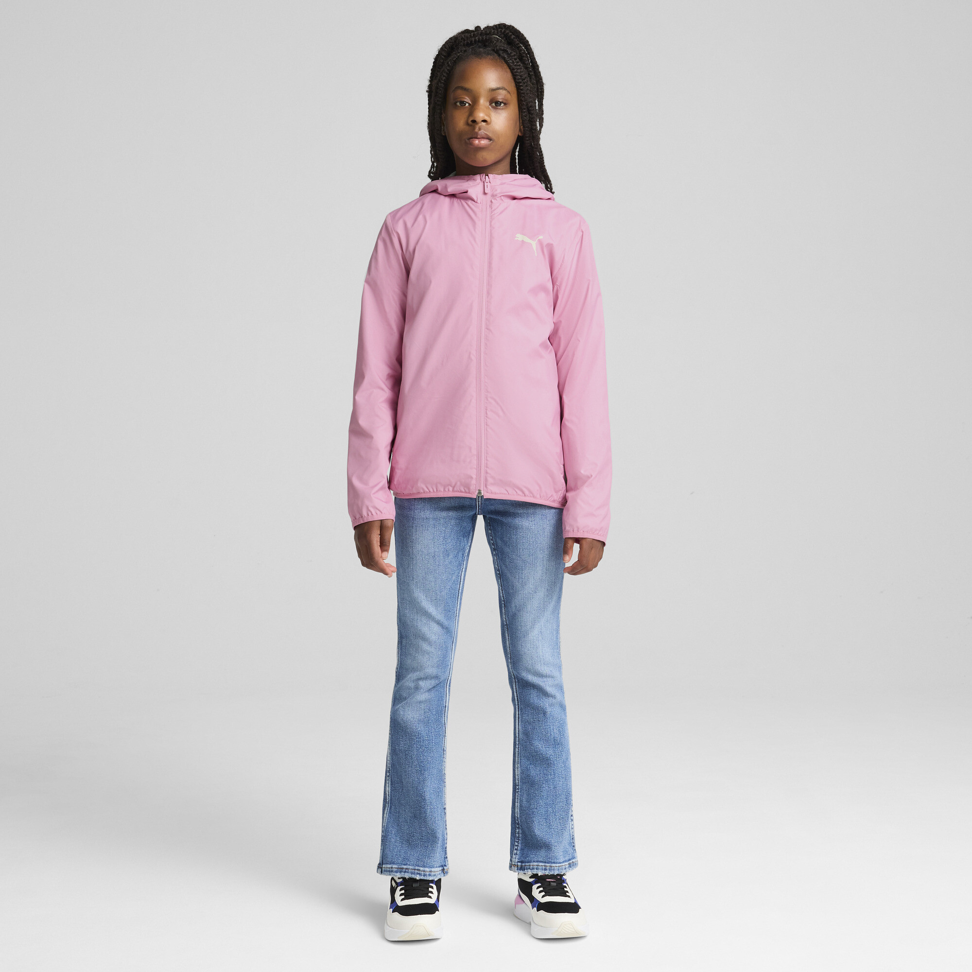 Puma Fleece Line Windbreaker Jacket Youth, Pink, Size 9-10Y, Clothing