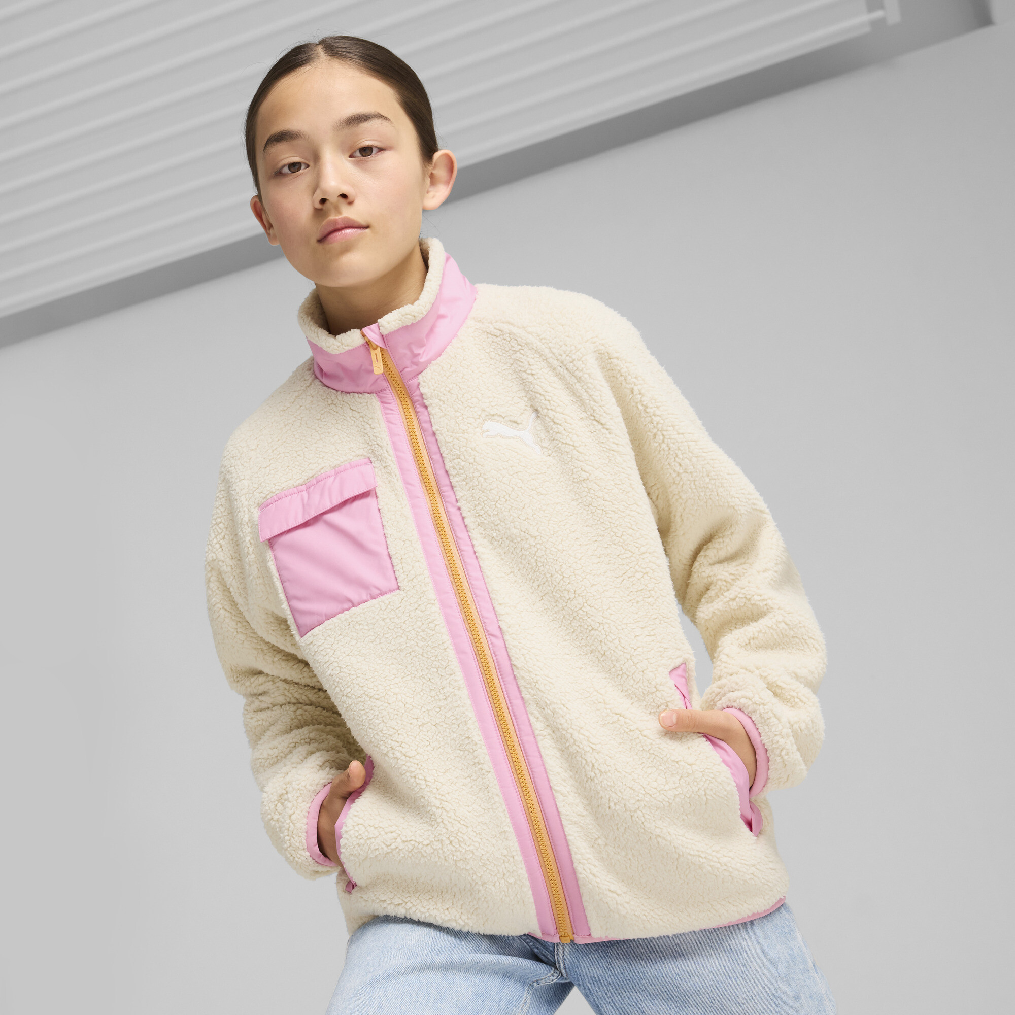 Puma Hybrid Sherpa Jacke Teenager Für Für Kinder | Mit Color Blocking | Alpine Snow | Größe: 11-12Y