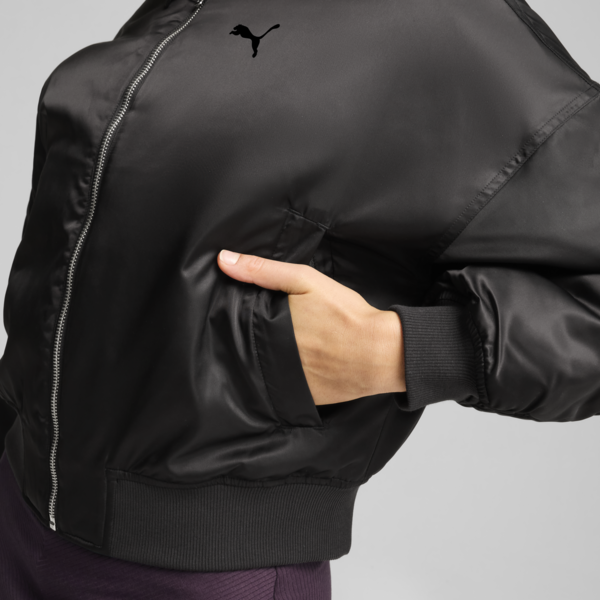 Satin Bomber Jacket Women, PUMA Black, large-MEX
