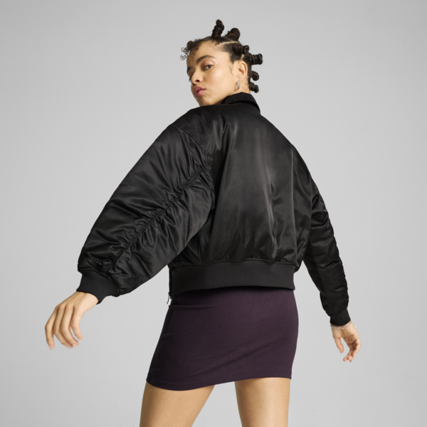 Satin Bomber Jacket Women, PUMA Black, large-MEX