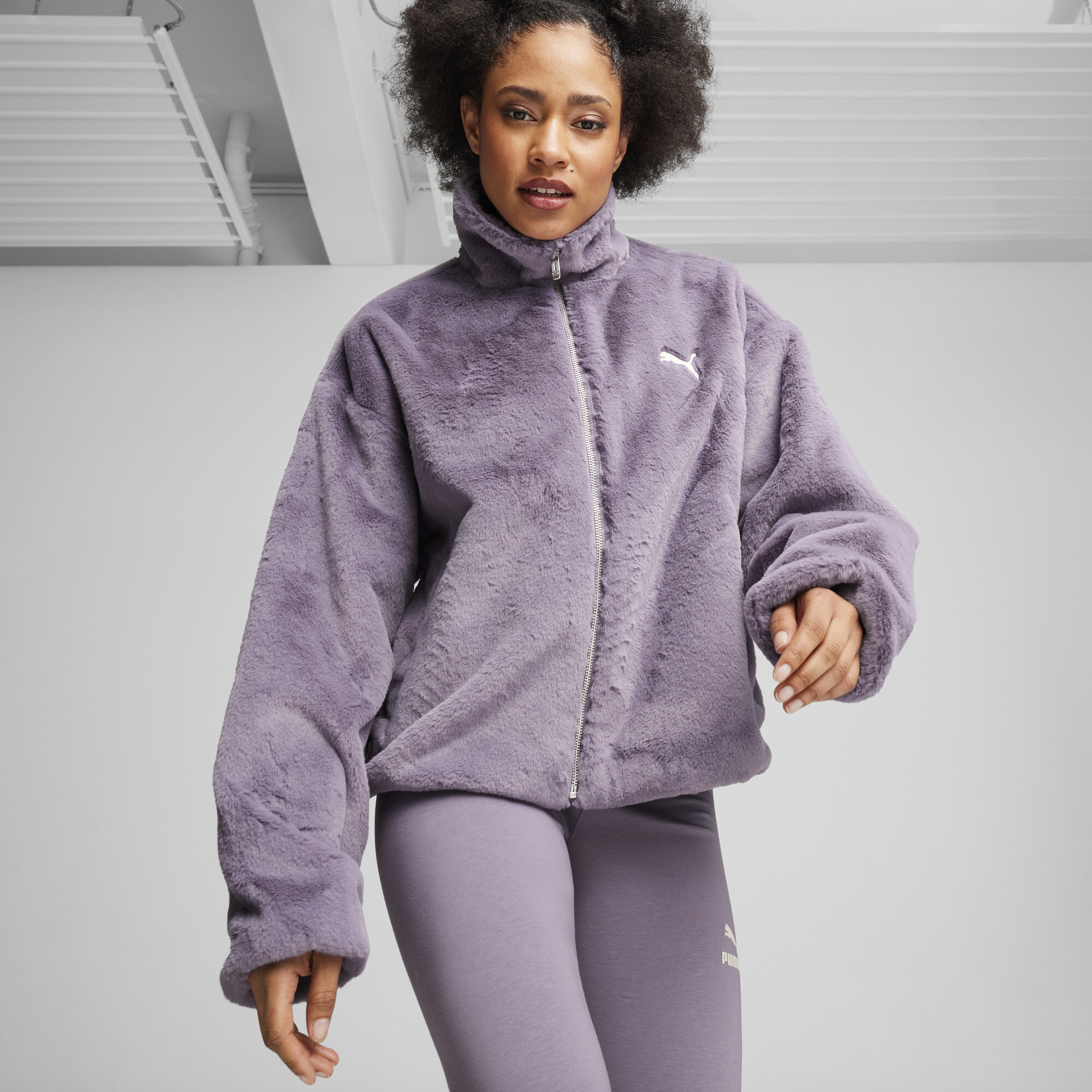 Puma Weiche Fleecejacke Damen | Mit Plain | Pale Plum | Größe: S