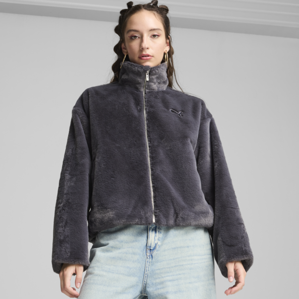 Chamarra de peluche para mujer, Galactic Gray, large-MEX