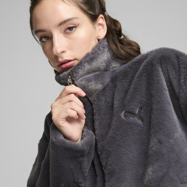 Chamarra de peluche para mujer, Galactic Gray, large-MEX