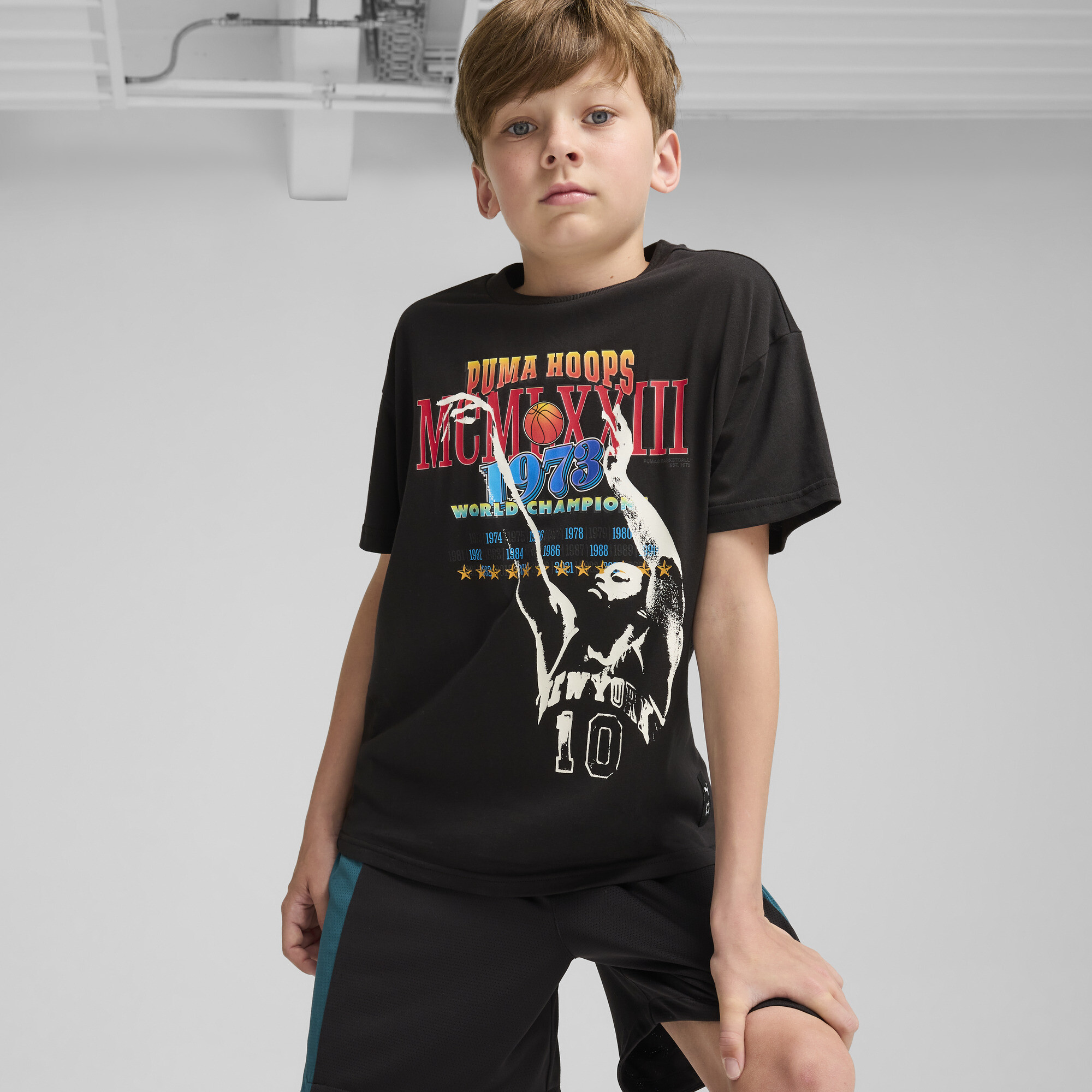 Puma Basketball Crowd Craze T-Shirt Teenager Für Herren Für Damen Für Kinder | Mit Print | Black | Größe: 7-8Y