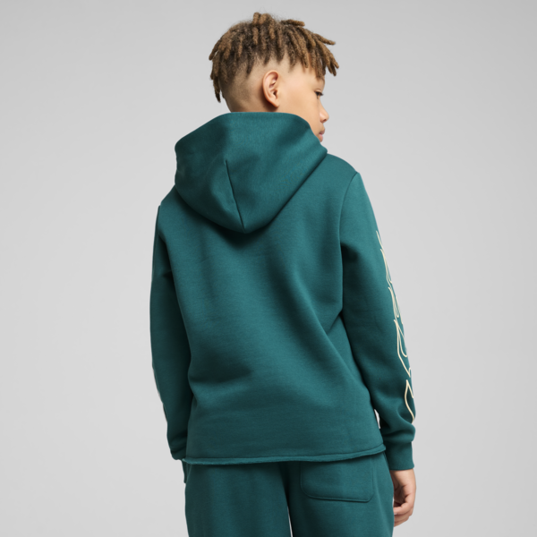 Basketball Caution Hoodie Youth, Cold Green, large-MEX