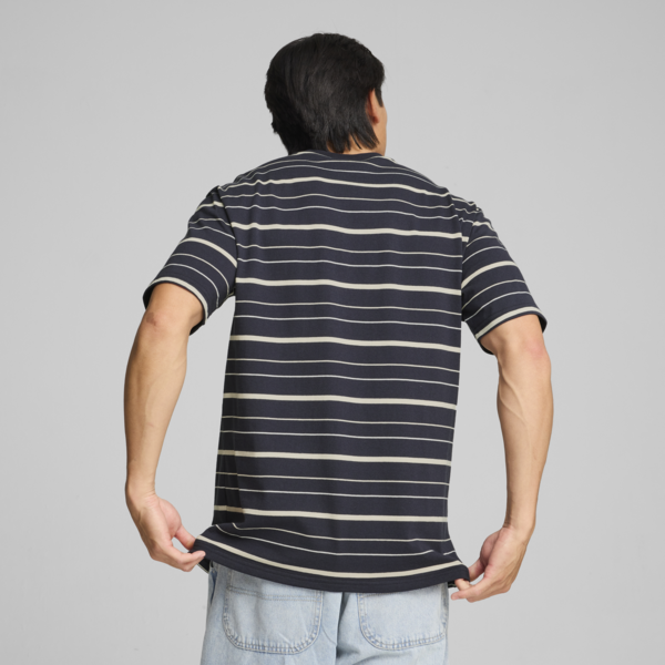 Playera rayada MMQ para hombre, New Navy, large-MEX