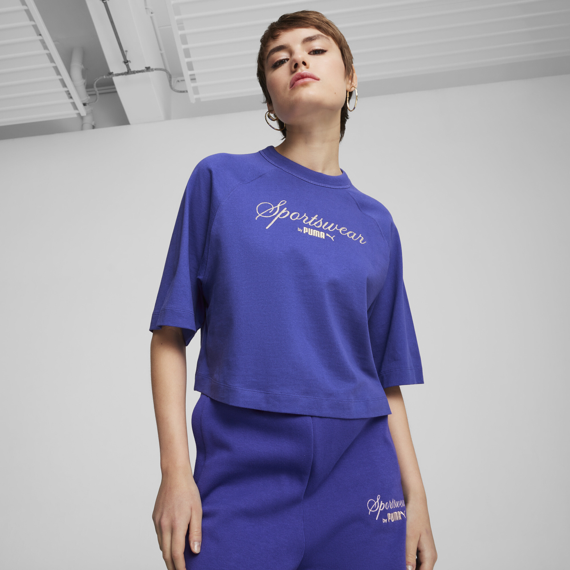 Puma CLASSICS Oversized T-Shirt Damen | Mit Plain | Lapis Lazuli | Größe: L