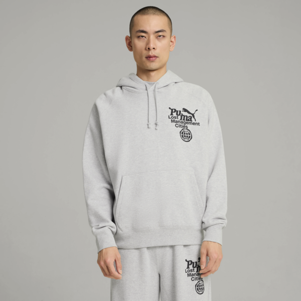 Buzo con capucha PUMA x LMC para hombre, Light Gray Heather, large-ARG