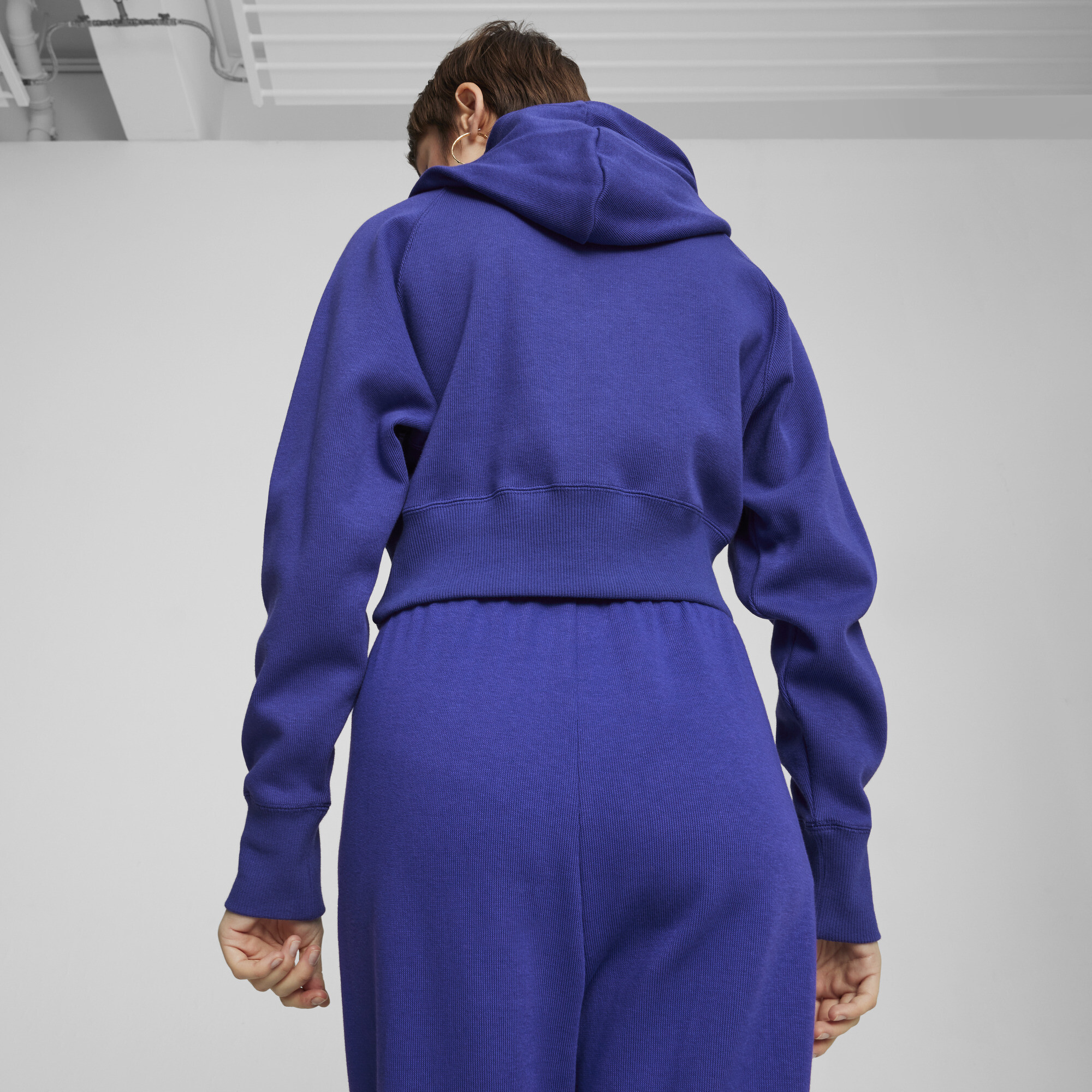 Women's Puma CLASSICS+ Relaxed Hoodie, Blue, Size XS, Clothing