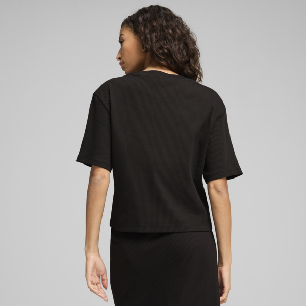 CLASSICS Ribbed Relaxed Tee Women, PUMA Black, large-ZAF
