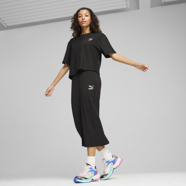 CLASSICS Ribbed Relaxed Tee Women, PUMA Black, large-ZAF