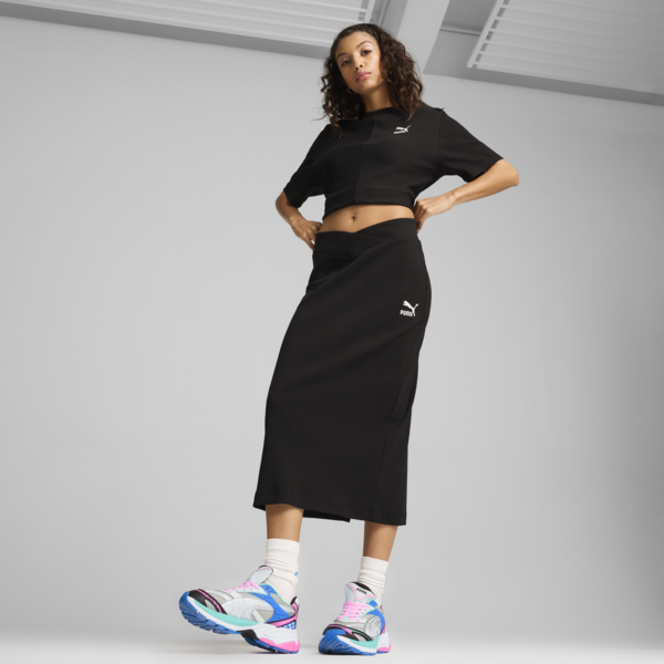 CLASSICS Ribbed Midi Skirt Women, PUMA Black, large-ZAF