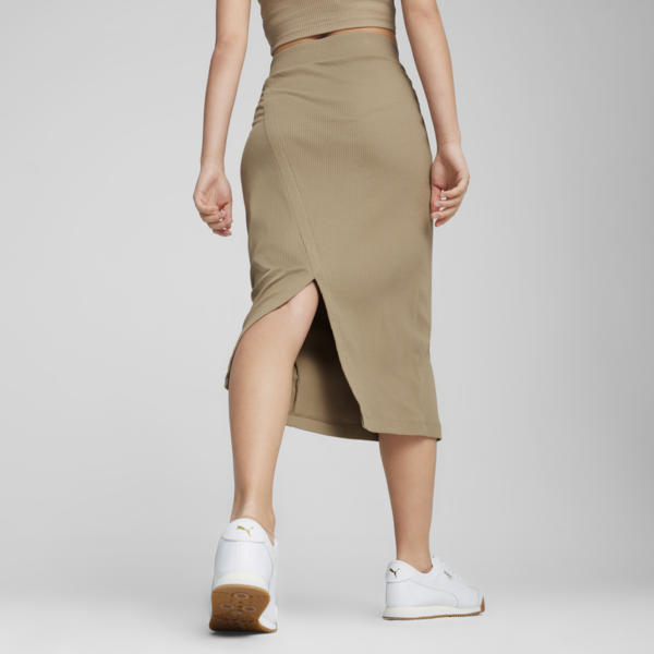 CLASSICS Ribbed Midi Skirt Women, Oak Branch, large-ZAF