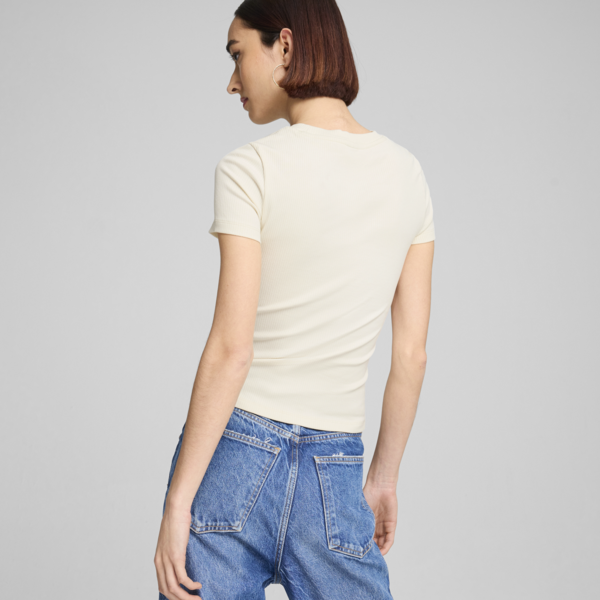 CLASSICS Ribbed Slim Tee Women, Alpine Snow, large-MEX