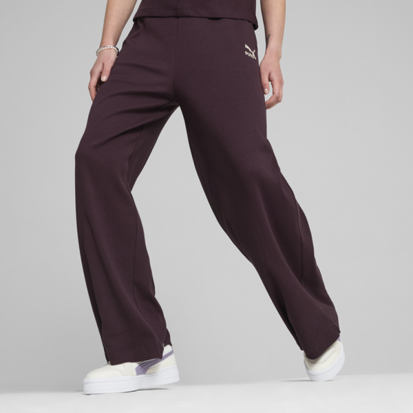 CLASSICS Ribbed Relaxed Pants Women, Midnight Plum, swatch-ZAF