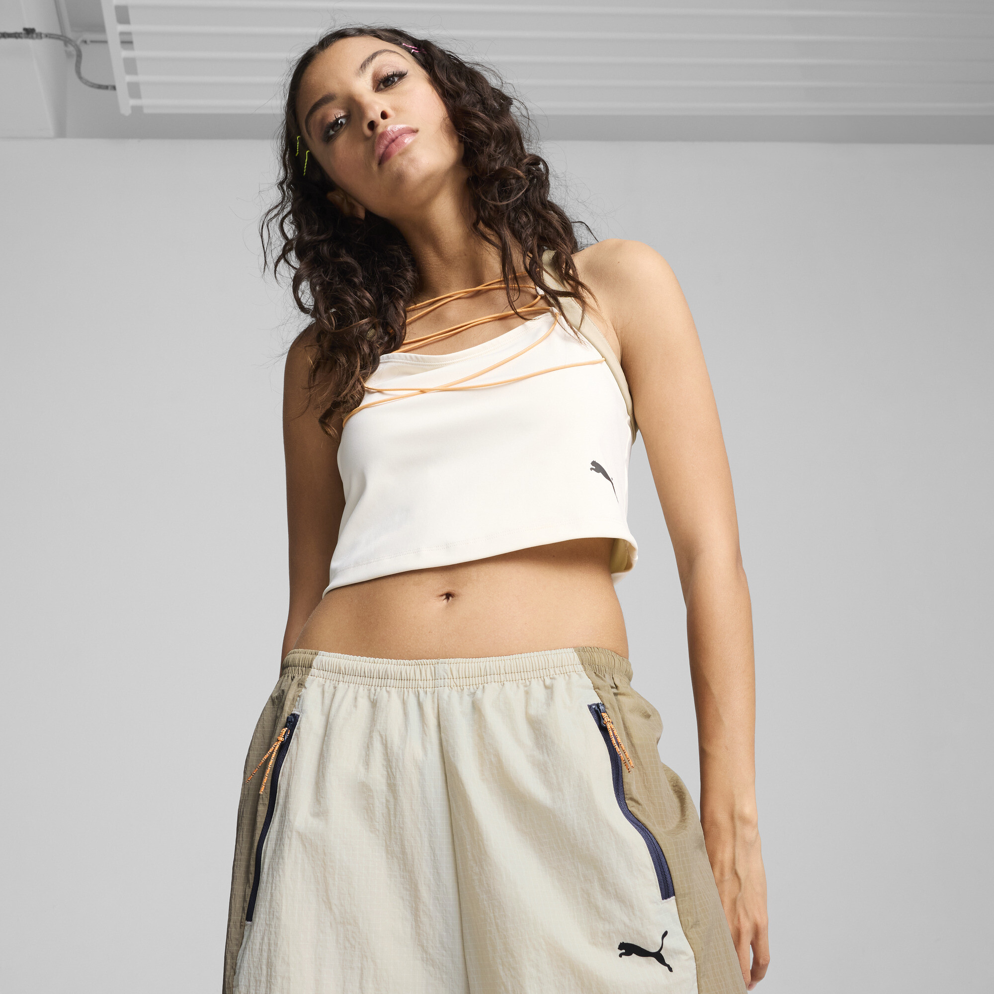 Puma DARE TO Crop Top Damen | Mit Plain | Alpine Snow | Größe: L