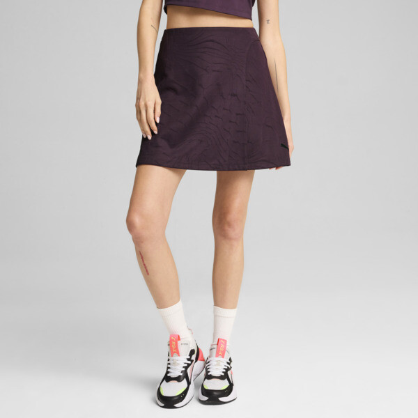 PUMA DARE TO Womens Raised Texture Skirt in Midnight PlumAop Size XS 25$
