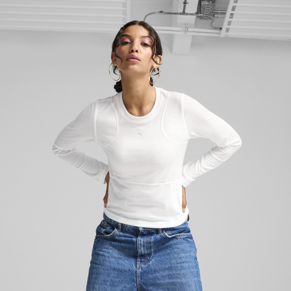 RemeraTHE FAST RACE de manga larga para mujer, PUMA White, large-ARG