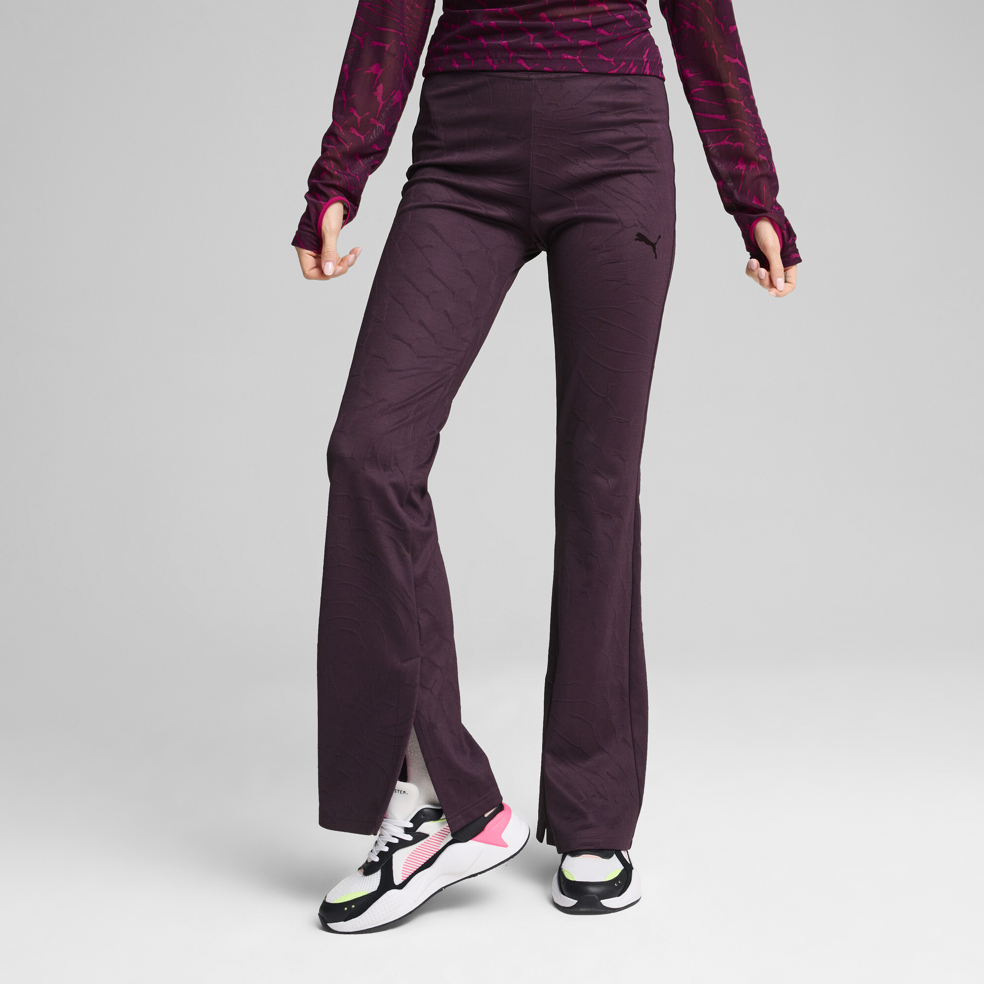 Puma DARE TO Strukturierte Leggings Damen | Mit Other Pattern | Midnight Plum/Aop | Größe: L