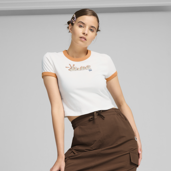 Playera Mujer DOWNTOWN, PUMA White-Bright Melon, large-MEX