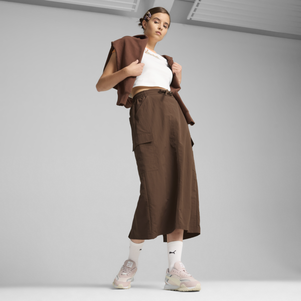 DOWNTOWN Cargo Midi Skirt Women, Espresso Brown, large-ZAF