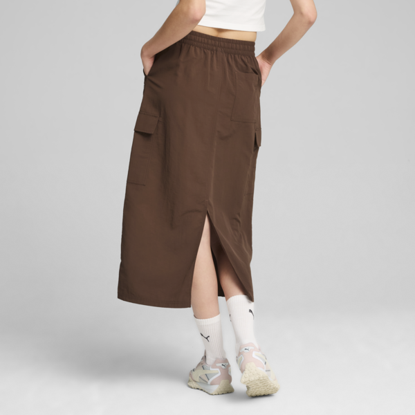 DOWNTOWN Cargo Midi Skirt Women, Espresso Brown, large-ZAF