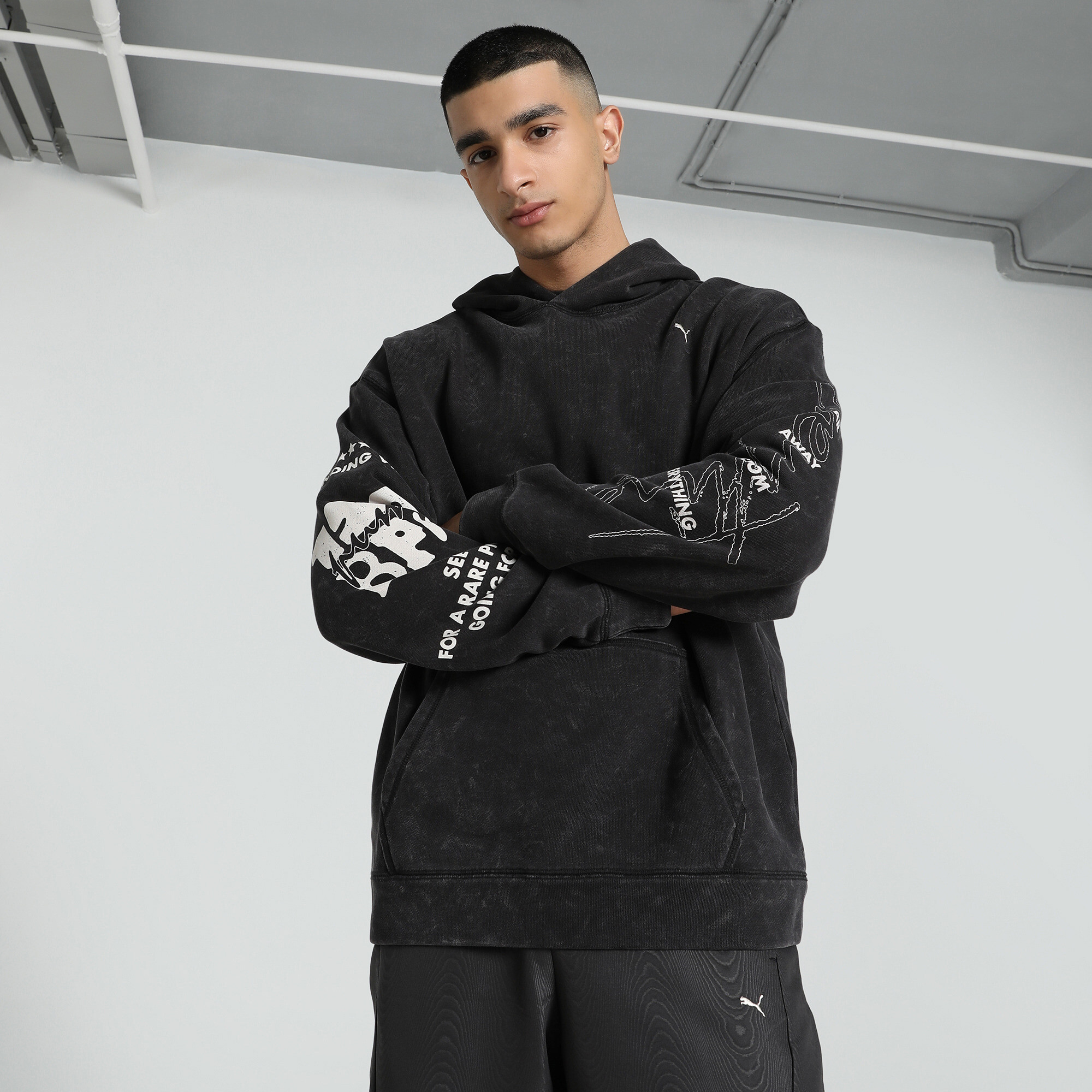 Puma UNTERGRUND Oversized Hoodie | Mit Print | Black | Größe: L