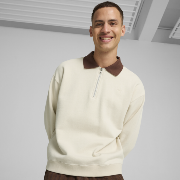 MMQ Quarter-Zip Crew, Alpine Snow, large-ZAF