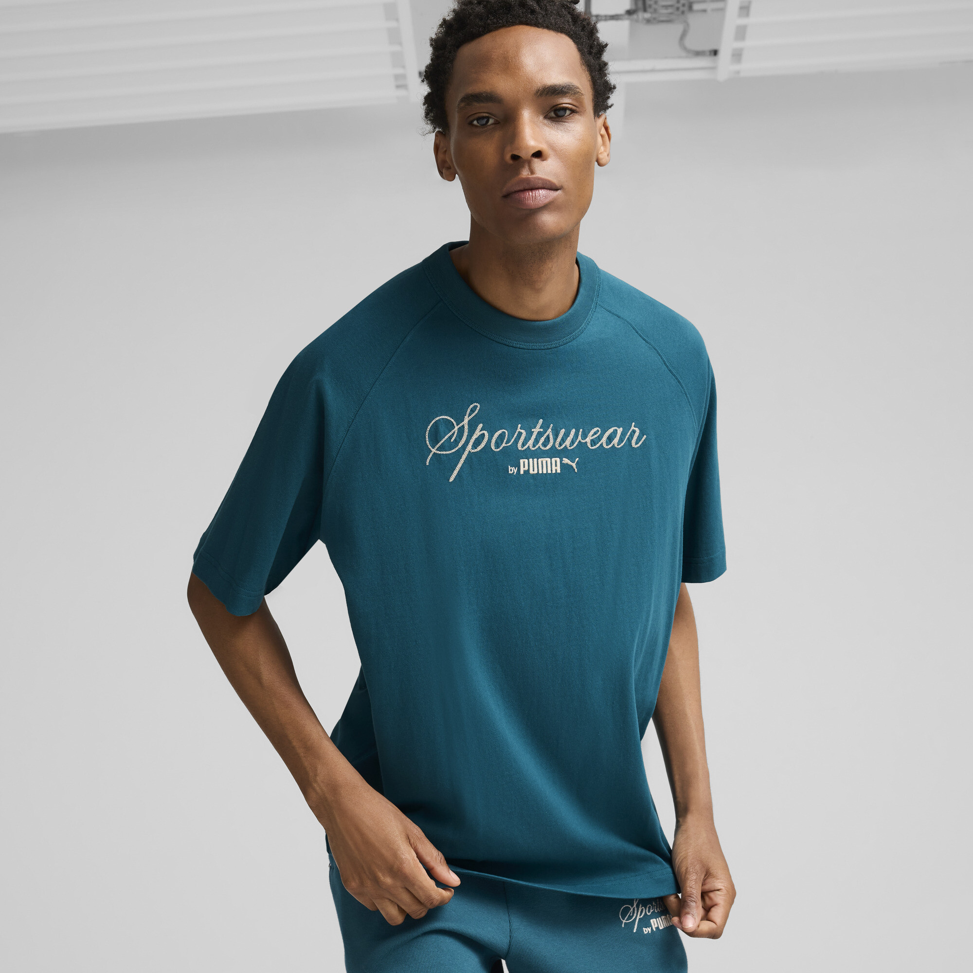 Puma CLASSICS+ Oversized T-Shirt Herren | Mit Plain | Cold Green | Größe: L