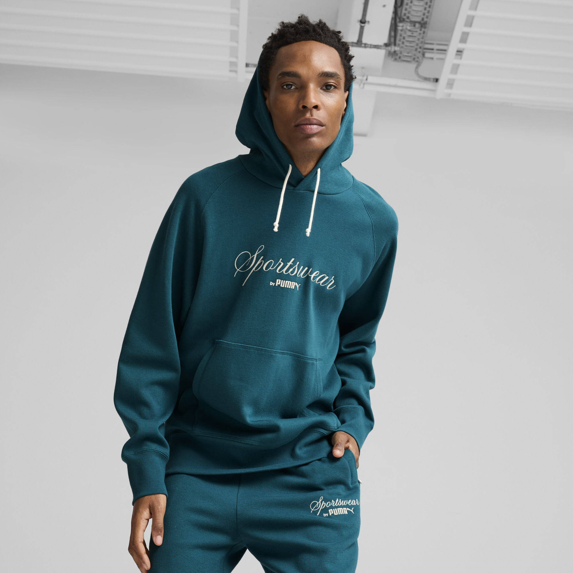 Puma CLASSICS+ Relaxed Hoodie Herren | Mit Plain | Cold Green | Größe: M