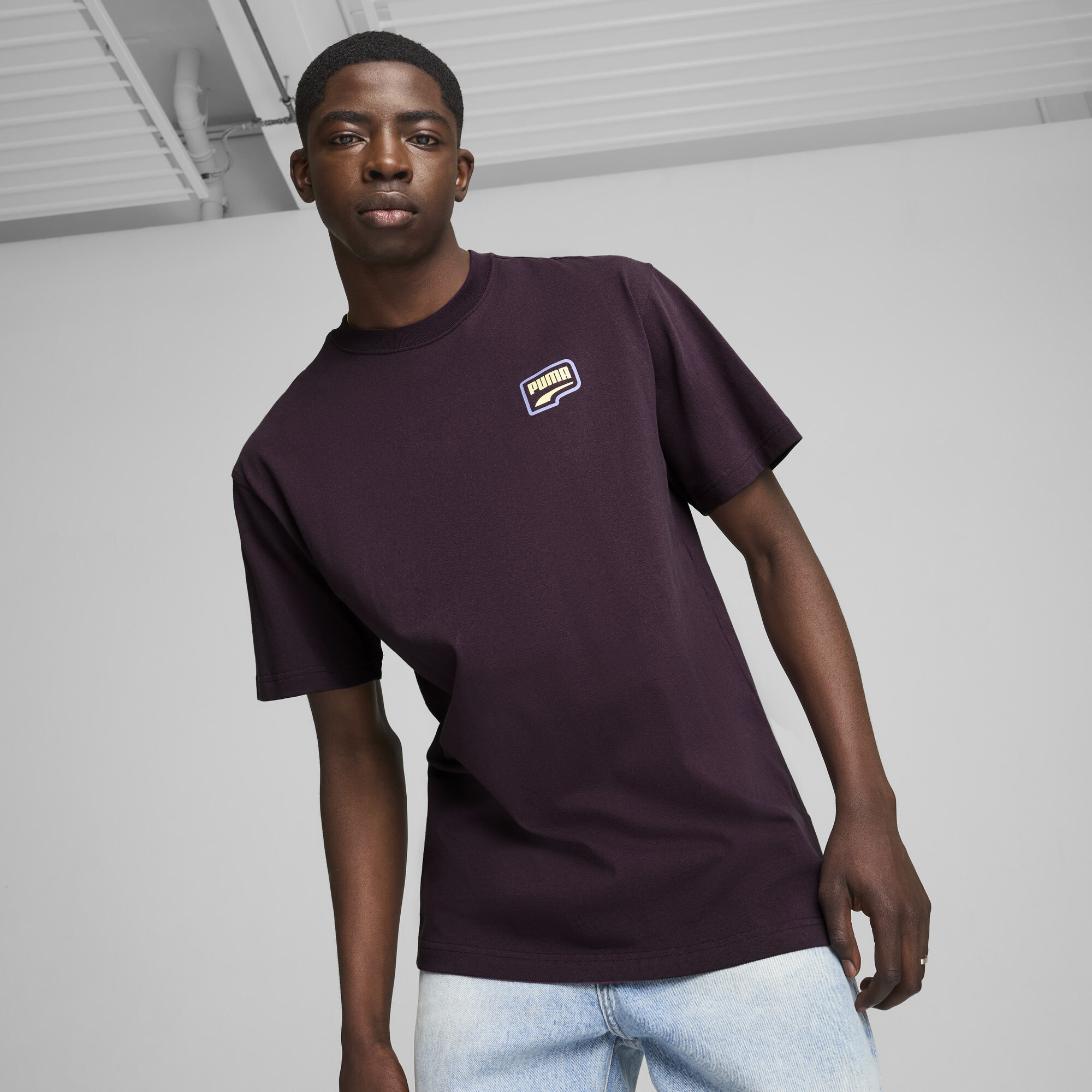 Puma DOWNTOWN Relaxed Graphic T-Shirt Herren | Mit Print | Midnight Plum | Größe: M