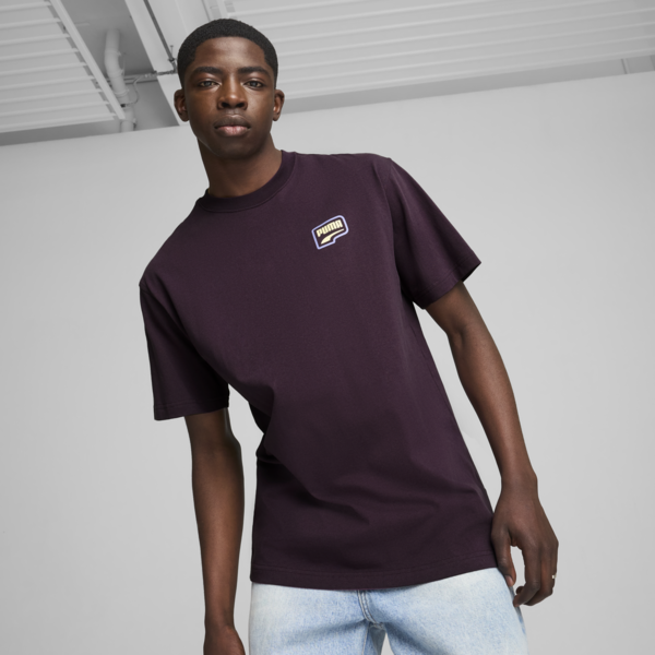 DOWNTOWN Relaxed Graphic Tee Men, Midnight Plum, large-ZAF