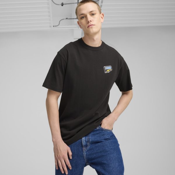 DOWNTOWN Relaxed Graphic Tee Men, PUMA Black-Fresh Pear, large-MEX