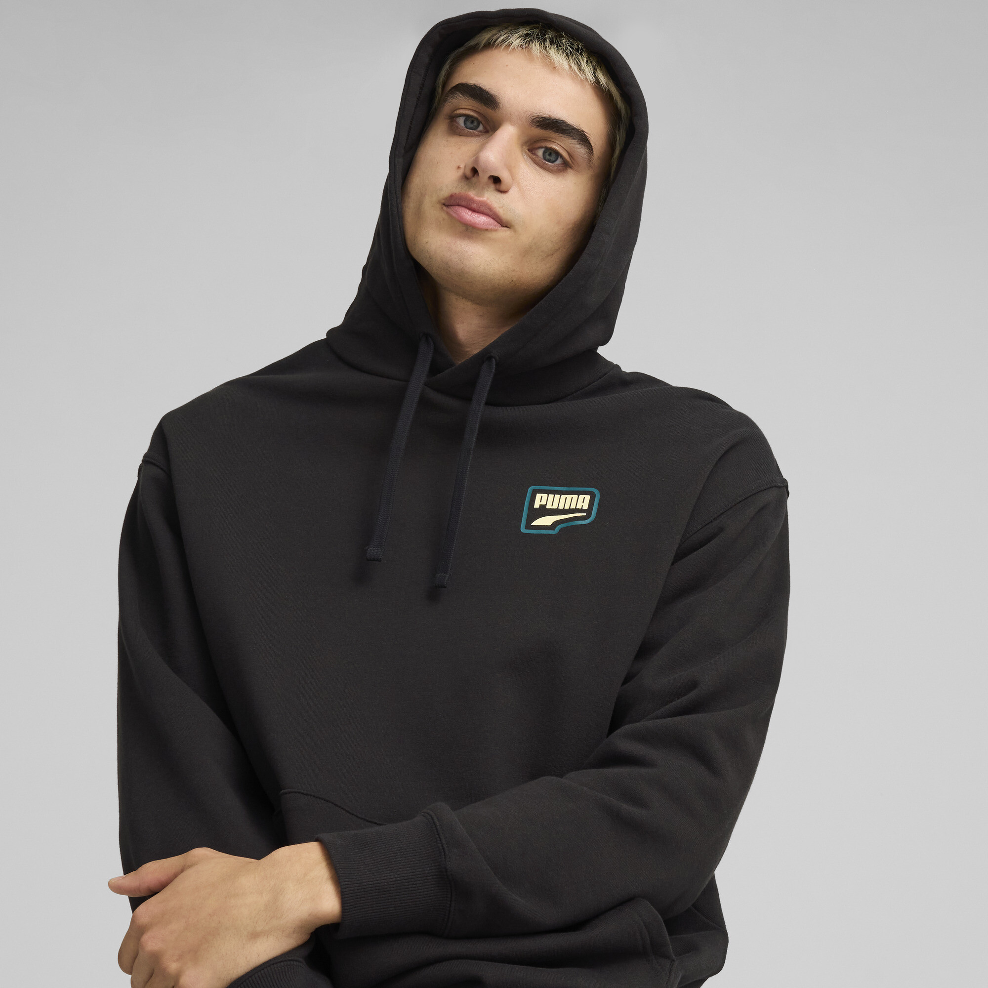 Men's Puma DOWNTOWN Graphic Hoodie, Black, Size S, Clothing