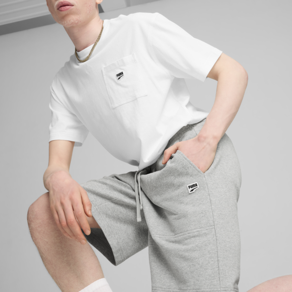 DOWNTOWN Relaxed Shorts Unisex, Light Gray Heather, large-MEX