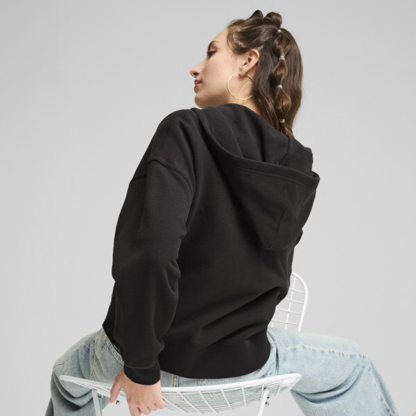 Womens black oversized hoodie top