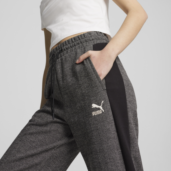 Pantalón de buzo T7 de cintura alta para mujer, PUMA Black-Alpine Snow, large-ARG